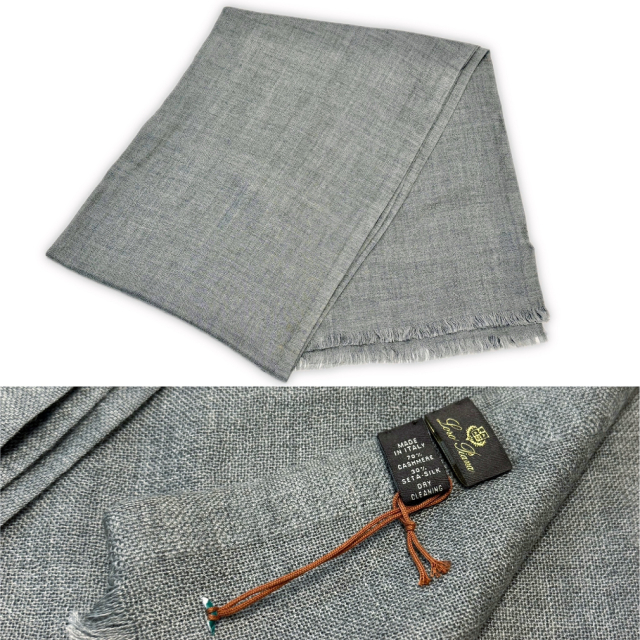 ロロピアーナ メンズ カシミア×シルク ストール グレー Loro Piana