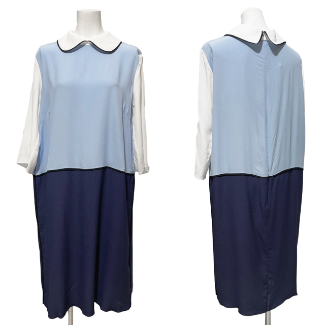 お値下げ　新品未使用　MARNI シャツワンピ　水色　40 MARNI コットンポプリン ミ二シャツワンピース プリーツ入り | THE