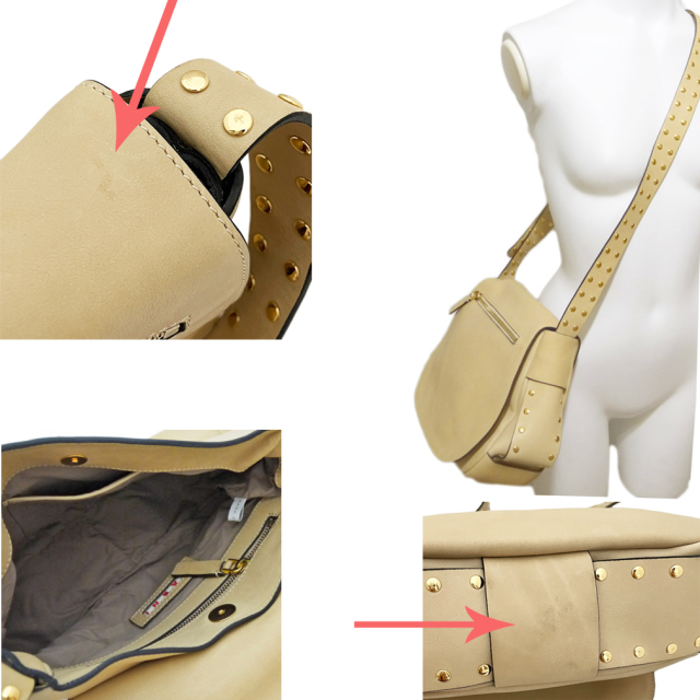 マルニ レザー&スタッズ 斜め掛けショルダーバッグ ベージュ MARNI 