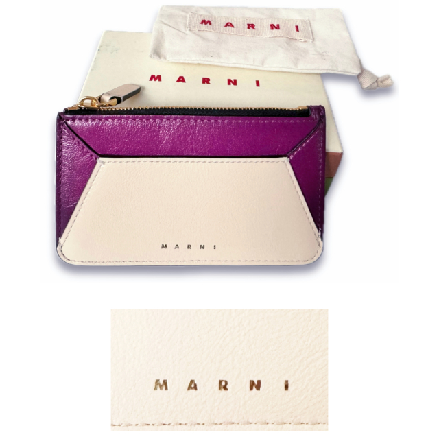 マルニ レザー カードケース(ミニ財布)フラグメントケース 赤紫 MARNI