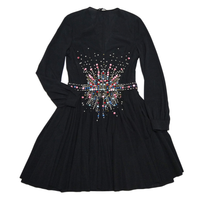 ミュウミュウ ビジュー シルクドレスワンピース 黒 42 Miu Miu