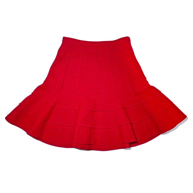 MIU MIU - ミュウミュウ フレアスカート ギャザー ミニ丈 無地 38 S 黒  