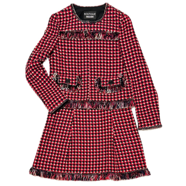 モスキーノ ツイードスーツ(セットアップ） 赤 #40 MOSCHINO