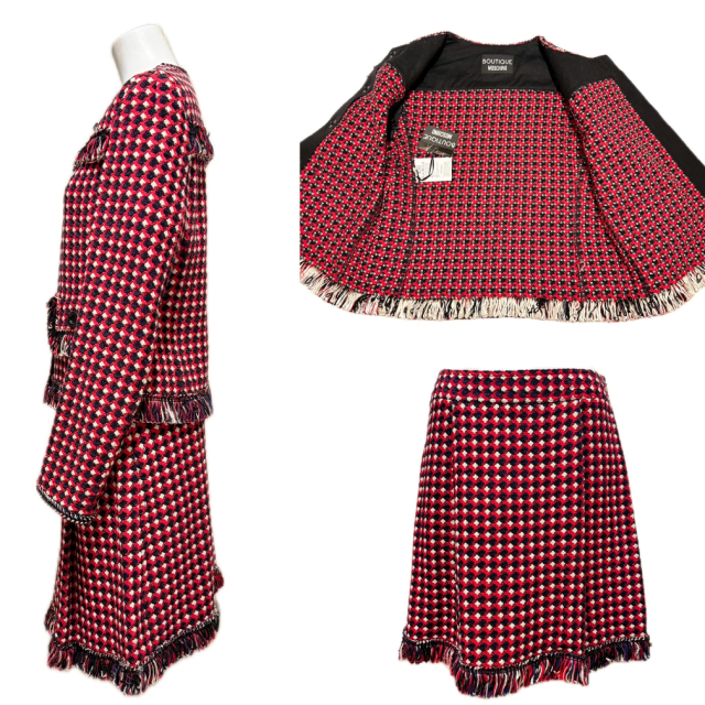 モスキーノ ツイードスーツ(セットアップ） 赤 #40 MOSCHINO