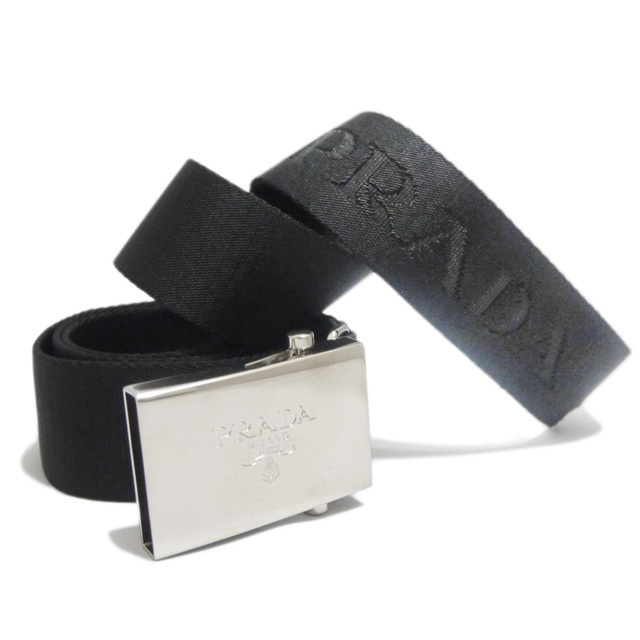 プラダ メンズ PRADAロゴがお洒落 カジュアルベルト 黒 #85 #90 #95