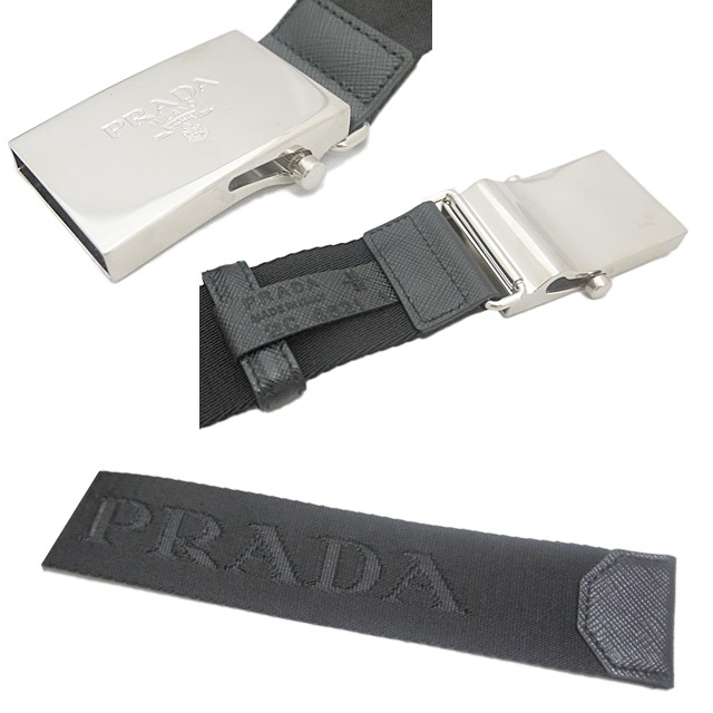 プラダ メンズ PRADAロゴがお洒落 カジュアルベルト 黒 #85 #90 #95