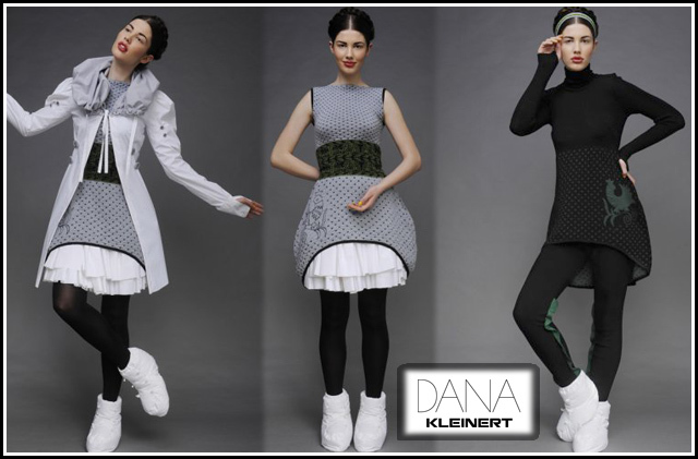 DANA ERTドット柄リバーシブルニットワンピース黒 DANA KLEINERT スロバキア発！ ドット柄 リバーシブル4wayニット