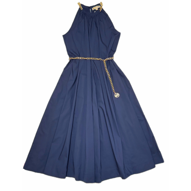 マイケルコース ホルターネック コットン ロングワンピース ネイビー  