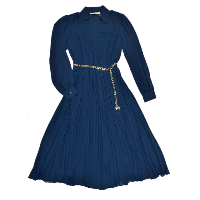 マイケルコース 長袖ロングワンピース ネイビー #XS MICHAEL KORS 