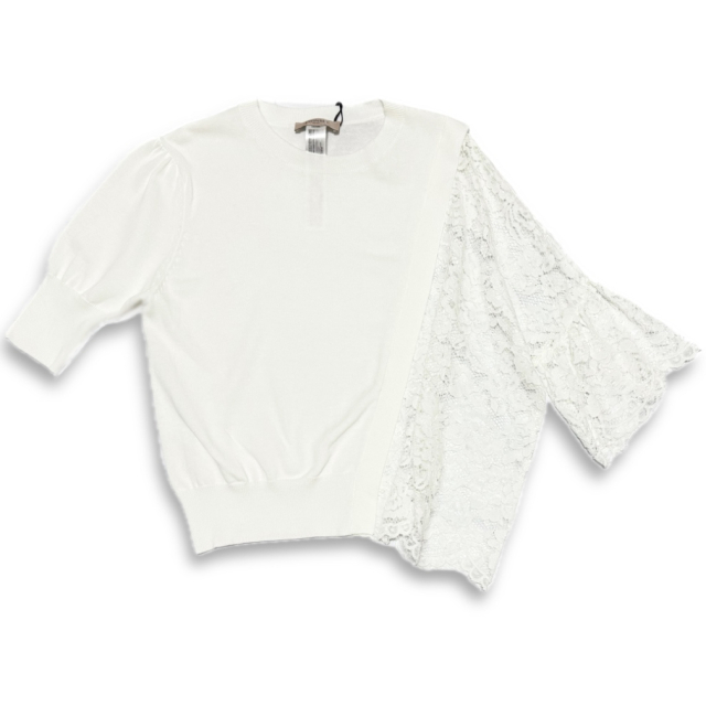 新品ツインセットTWIN-SETアシンメトリーレース切替トップス白XS ツインセット アシンメトリー レース切り替えトップス 白 #XS TWIN-SET