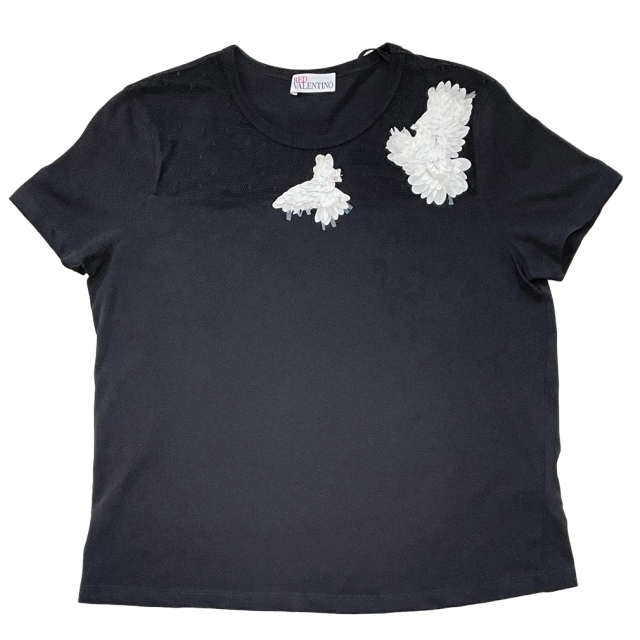 レッドヴァレンティノ チュールTシャツ 黒 #M RED VALENTINO