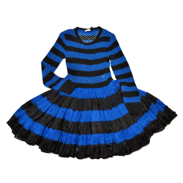 レッドヴァレンティノ ニットワンピース ボーダー 青×黒 #S RED VALENTINO 