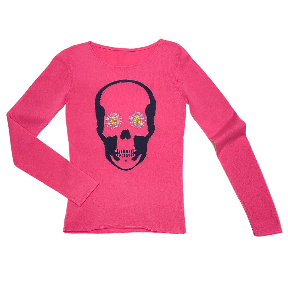 ルシアンペラフィネ　カシミア スカルセーター　ネオンピンク　#XS　lucien pellat-finet