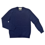 グッチ  メンズ　カシミア100％　クルーネックセーター　ネイビー　＃M　GUCCI