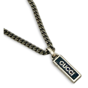 グッチ 男女兼用 チェーンネックレス ロゴプレート  シルバー925 ヴィンテージ風  GUCCI