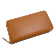 エルメス　シルクイン　アザップ　ラウンドファスナー長財布　キャメル×ピンク　HERMES