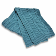 ロロピアーナ ベビーカシミア100％ ケーブルニットマフラー ターコイズ  