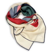 ロロピアーナ　カシミア×シルク　マルチカラースカーフ　赤×ネイビー　Loro Piana