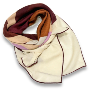ロロピアーナ　カシミア×シルク　マルチカラースカーフ　茶×パープル　Loro Piana