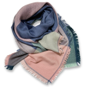 ロロピアーナ　カシミア×シルク　ブロックチェック スカーフ　くすみパステル　Loro Piana