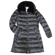 プラダ　希少！FOXファー付　ロングダウンジャケット（コート）　黒　#40　28G062　PRADA