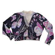 エミリオプッチ　シルクニット　カーディガン　黒　#M　EMILIO PUCCI