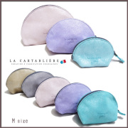 ラカルタブリエ　フランス製　きらきらスエード　半円ポーチ　#M  LA CARTABLIERE