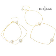 Melissa Mcarthur Jewellery ロンドン発ワイヤージュエリー22kゴールド　3WAY淡水パールピアス　メリッサマッカーサージュエリー