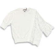 ツインセット　アシンメトリー　レース切り替えトップス　白　#XS　TWIN-SET