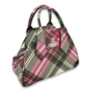 ヴィヴィアンウエストウッド　チェック柄 ヤスミン 2WAYショルダーバッグ(ハンドバッグ) オーブ ピンク×カーキ　Vivienne Westwood