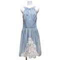 モスキーノ　レース　ホルターネックワンピース　水色　#40　MOSCHINO