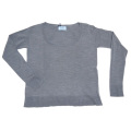 プラダ　ウール×シルク Uネック 薄手ニットセーター　グレー　#40#42　PRADA