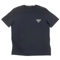 プラダ　メンズ　異素材mix クルーネックロゴTシャツ　黒　#XL#XXL  PRADA