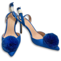 ケイトスペード Amour Pom ポンポン ヒールパンプス スエード ブルー #6B  kate spade