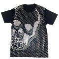 ルシアンペラフィネ　メンズ　メタリックドットスカルシルバー　Tシャツ　黒　#S　lucien pellat-finet