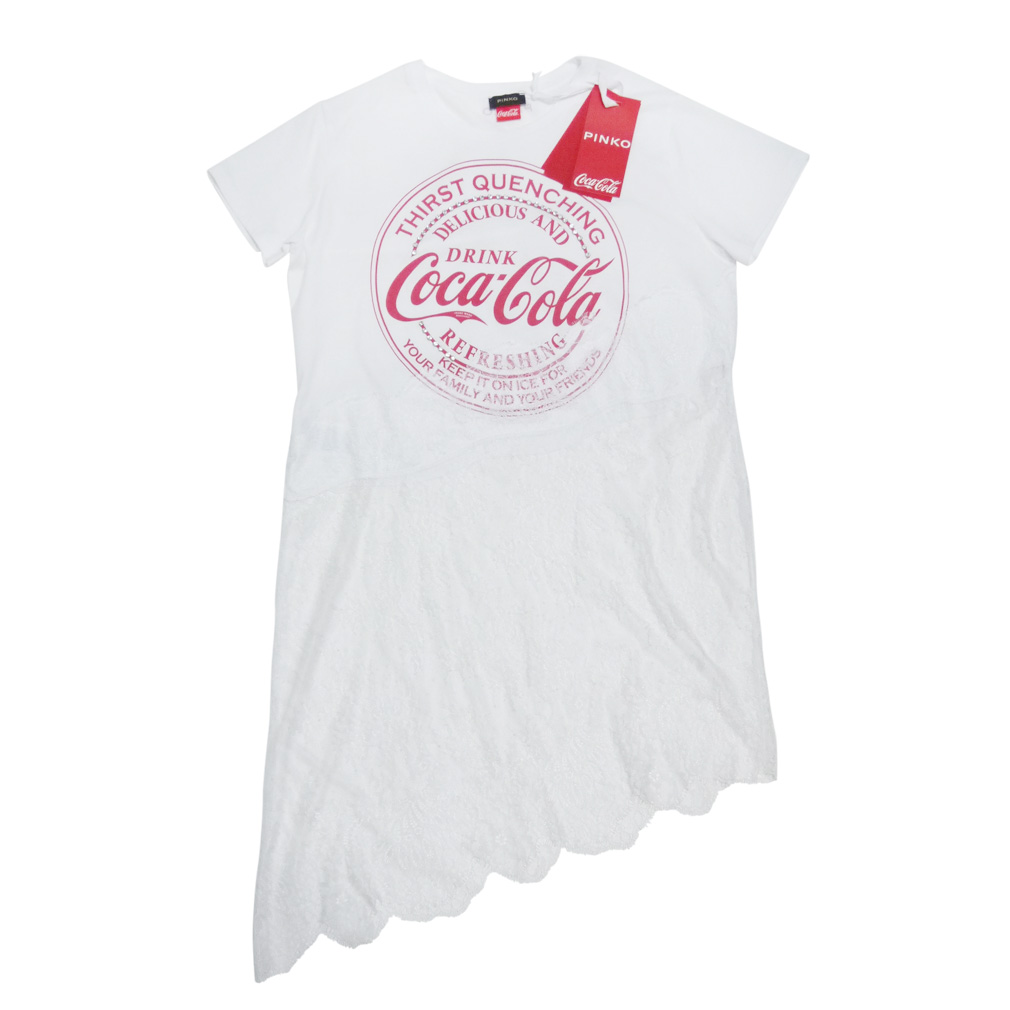 ピンコ　コカコーラcocacolaコラボ　レースがセクシーなTシャツ  白 #M　PINKO