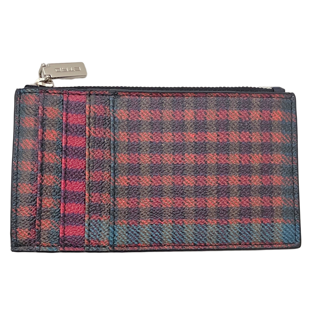 新品エトロETROメンズ　チェック柄 コンパクト財布カードケース(コインケース