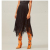 トリーバーチ　レースアシンメトリー　プリーツロングスカート(Lace-Trim Sunburst Pleated Skirt)　黒　#XS　TORY BURCH