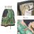 レッドヴァレンチノ　プリント　厚手ウール　フレアースカート　グレー×エメラルド　#38　RED VALENTINO