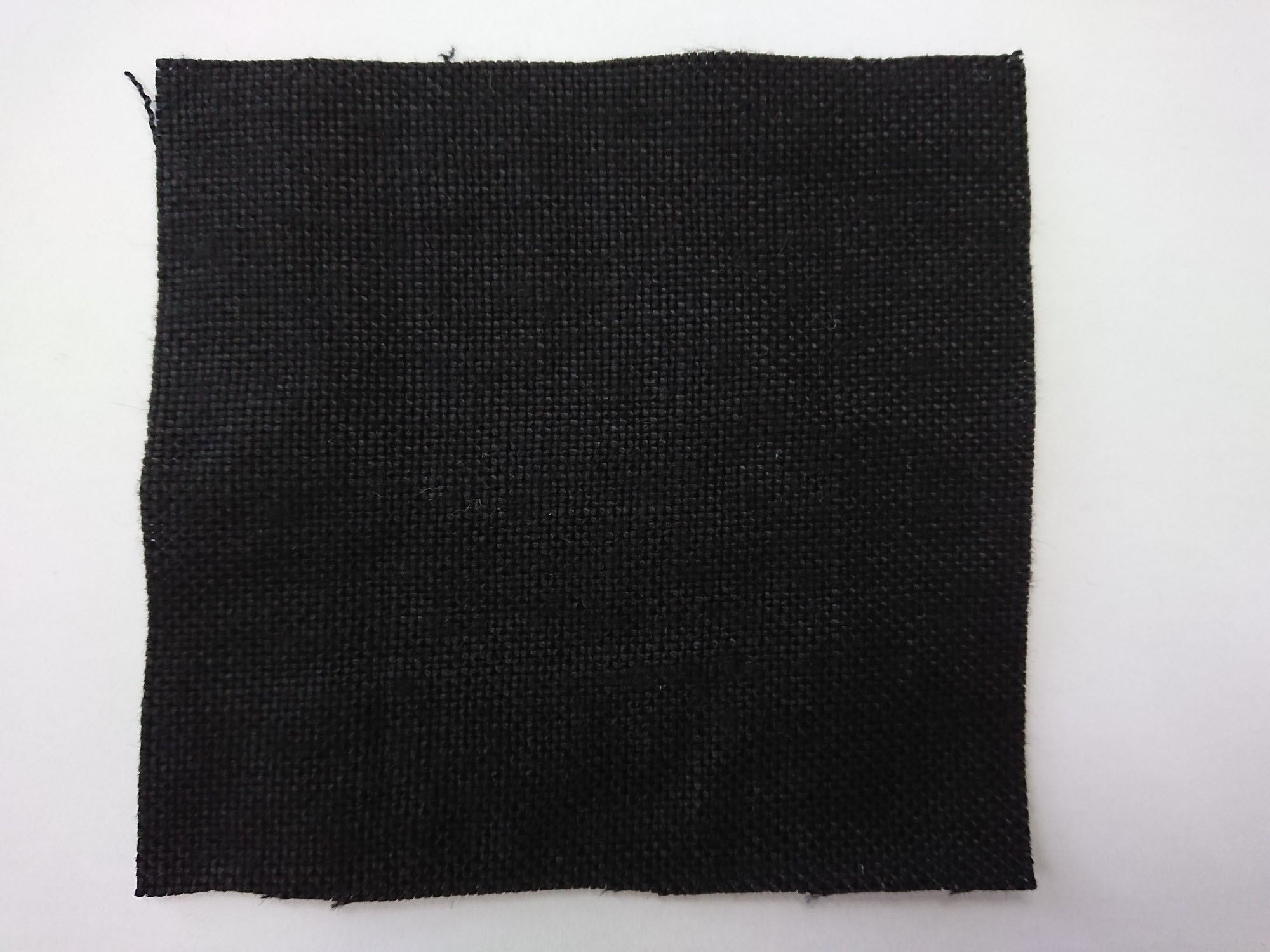 麻　平織　生地　黒