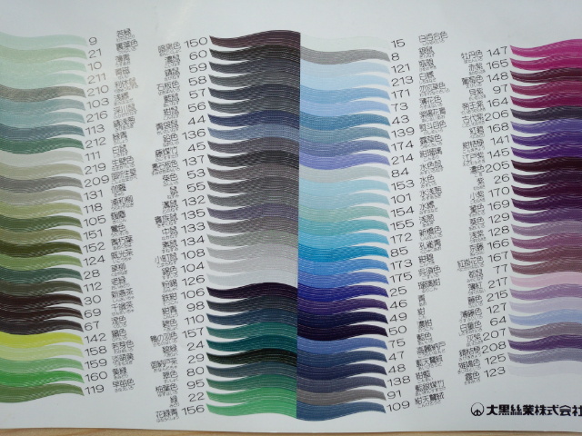 手芸用絹糸おまとめ売り！杢糸！ 手縫い糸 『都羽根 絹手縫い糸 9号 40m カード巻き 7番色』 大黒