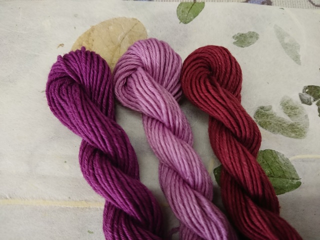 草木染め綿糸【むらさき彩（いろ）】【紫色3色セット