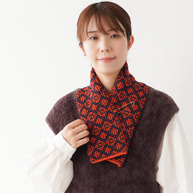 #21-8 すべり目模様のミニマフラー 10910uv55219