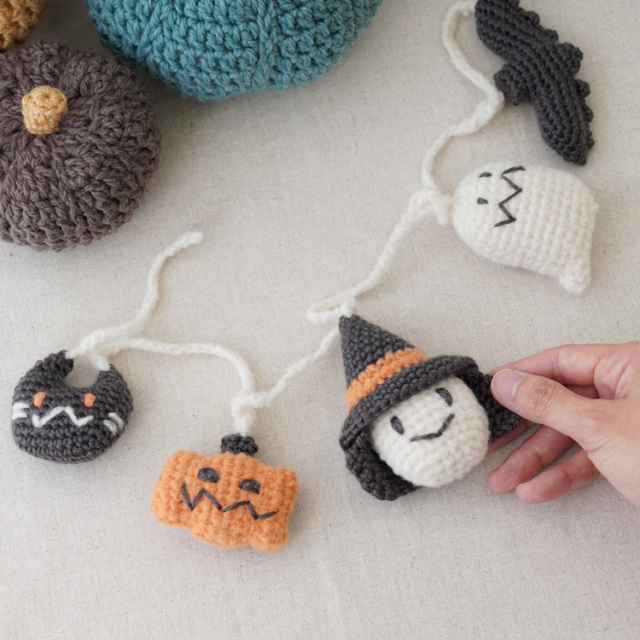 編み物キット　【季節の糸セット】ハロウィン　ガーランド
