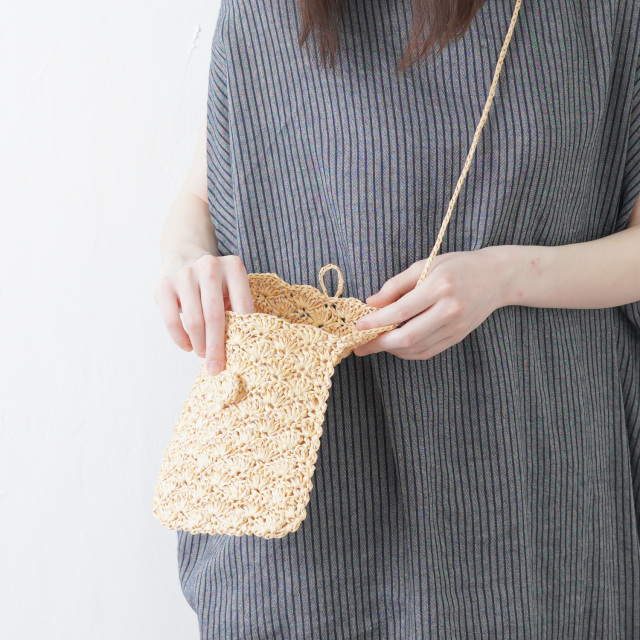 編み方動画あり】編み物キット #1-5 ミニショルダーバッグ 手編み糸と