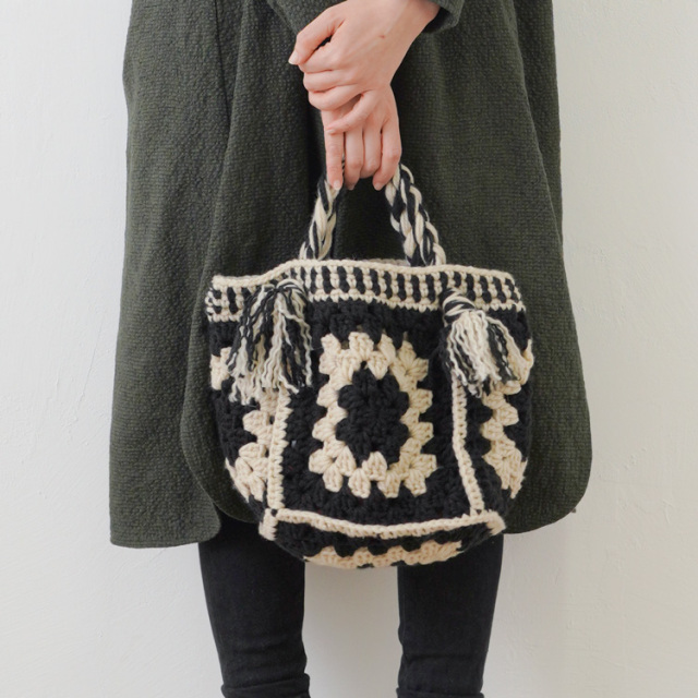 編み物キット #5-3 モチーフつなぎの大きめバッグ
