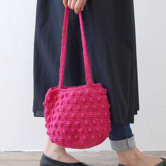 knitworm 編み物キット #6-2 持ち手長めのピンクバッグ