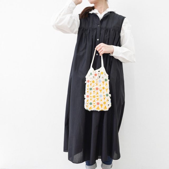 編み物キット #6-6 お花のモチーフバッグ 手編み糸と生地 イトヘンラボ