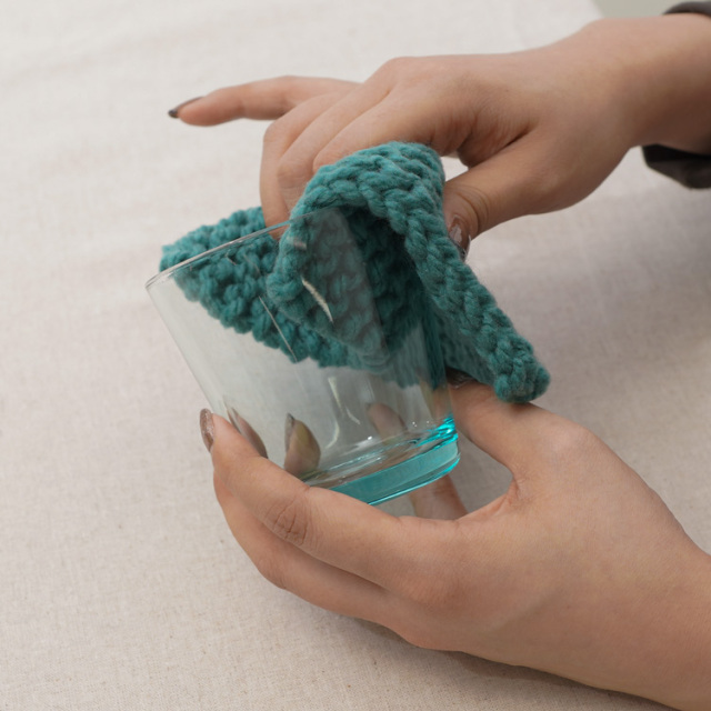 BK-1 ガーター編みのコースター（タワシテッシュケースカバー）