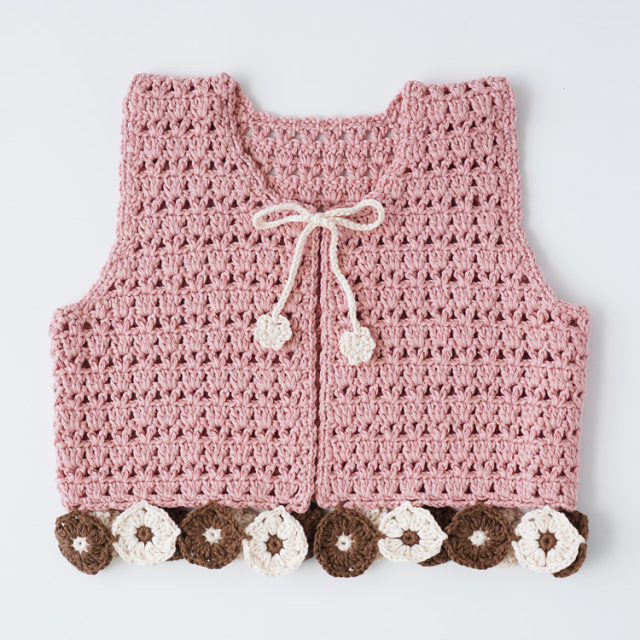 編み物キット #11-6 柄モチーフのベビーベスト
